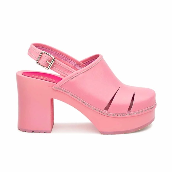 Bubblegum Pink Swedish Hasbeen Baskemolla Heeled Clogs - Picture 3 of 6